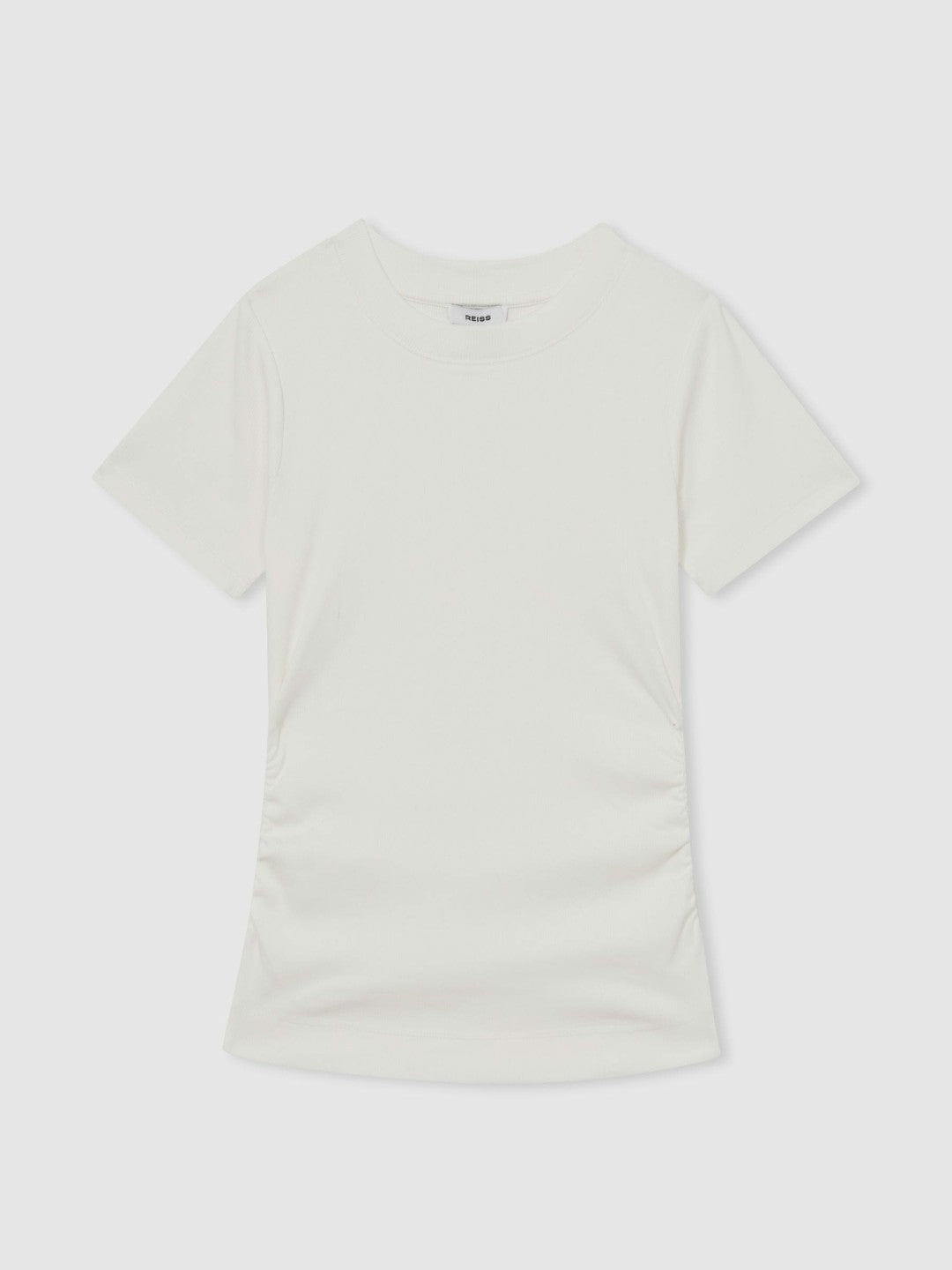 Stretch-Cotton Ruched Ribbed T-Shirt White | Women