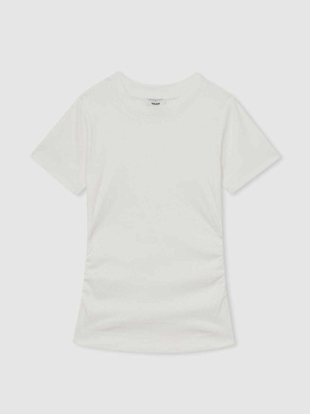 Stretch-Cotton Ruched Ribbed T-Shirt White | Women