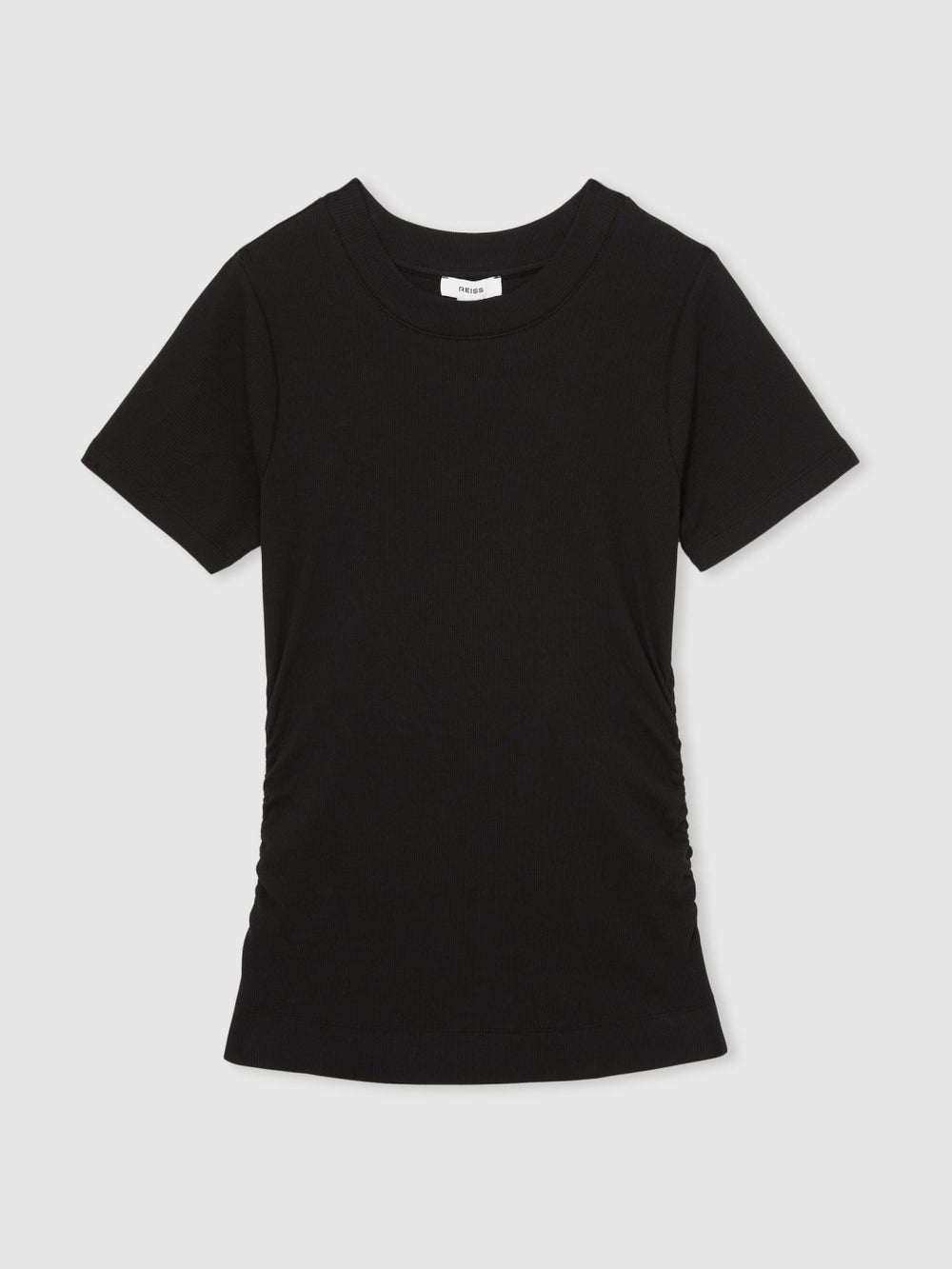 Stretch-Cotton Ruched Ribbed T-Shirt Black | Women