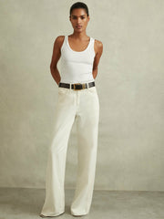Stretch-Cotton Ribbed Vest White | Women