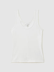 Stretch-Cotton Ribbed Vest White | Women