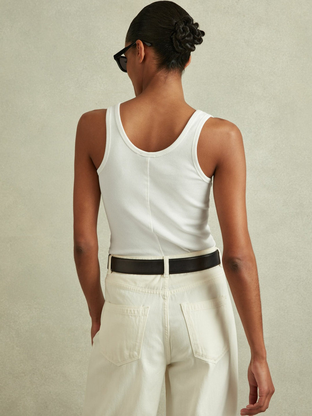 Stretch-Cotton Ribbed Vest White | Women