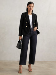 Petite Straight Leg Patch Pocket Jeans Dark Blue | Women