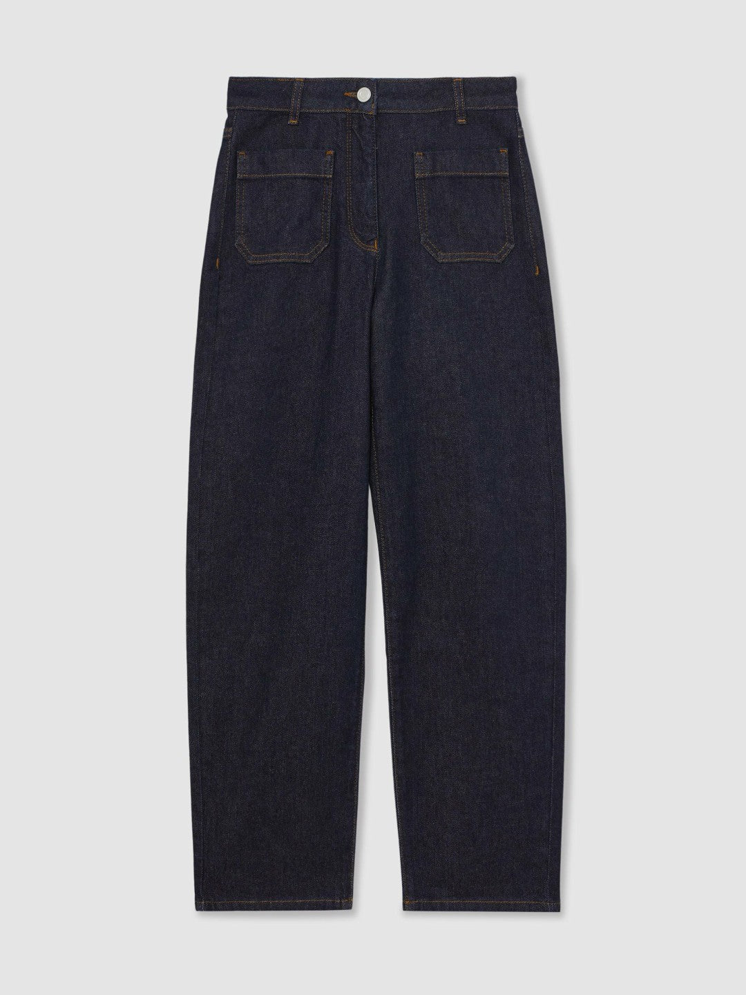 Petite Straight Leg Patch Pocket Jeans Dark Blue | Women