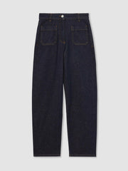 Petite Straight Leg Patch Pocket Jeans Dark Blue | Women