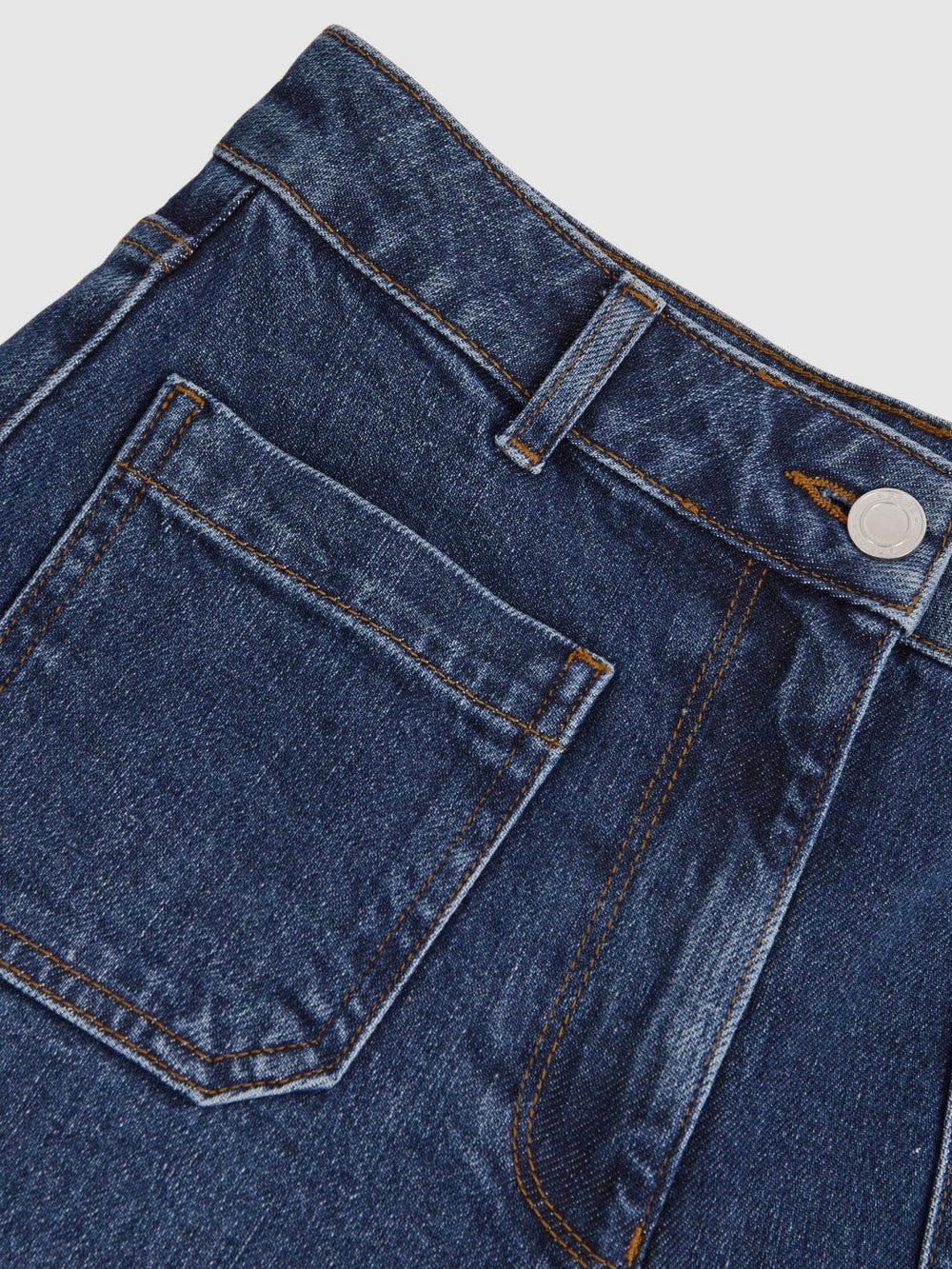 Petite Straight Leg Patch Pocket Jeans Mid Blue | Women