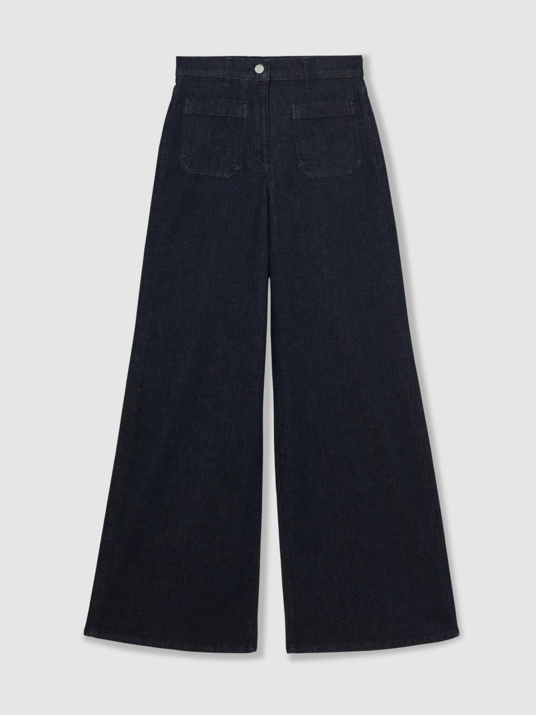 Petite Patch Pocket Wide Leg Jeans Dark Blue | Women