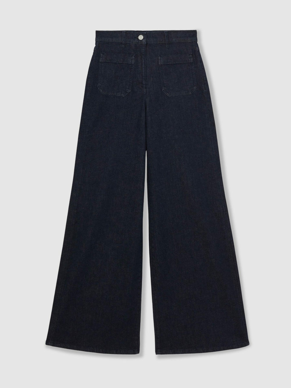 Petite Patch Pocket Wide Leg Jeans Dark Blue | Women