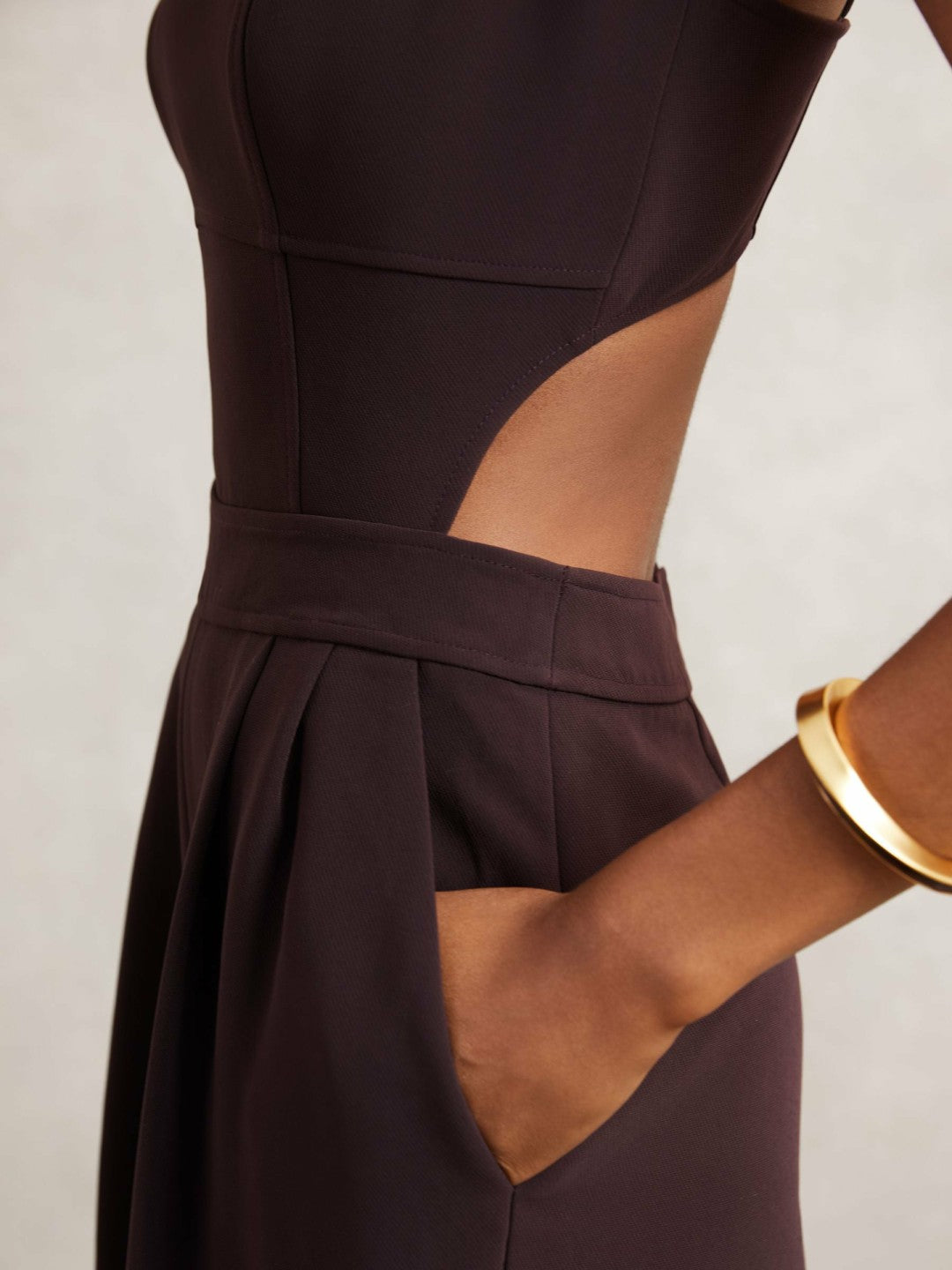 Petite Wide-Leg Cut-Out Jumpsuit Burgundy | Women