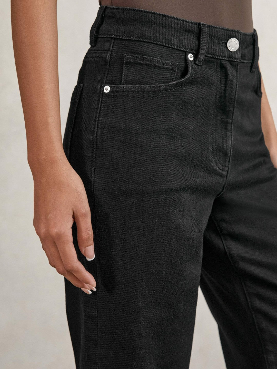 Petite Mid Rise Straight Leg Jeans Black | Women