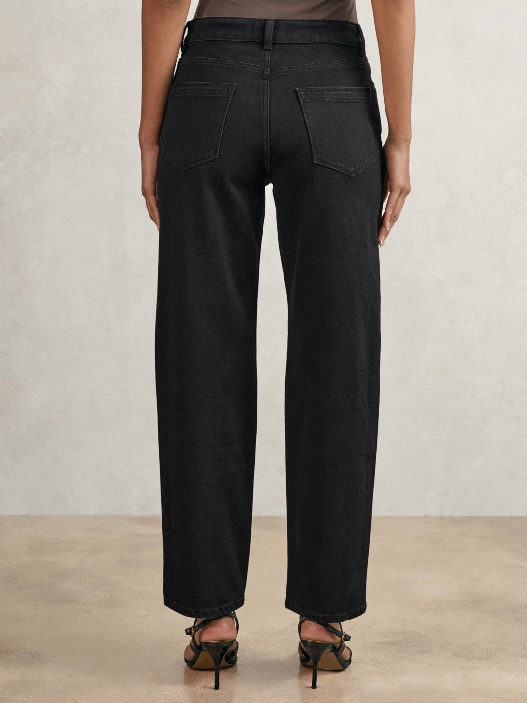 Petite Mid Rise Straight Leg Jeans Black | Women