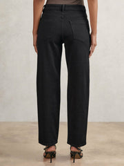 Petite Mid Rise Straight Leg Jeans Black | Women