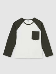 13-14 yrs Cotton Colour-Block Long-Sleeve T-Shirt Green | Children & Baby
