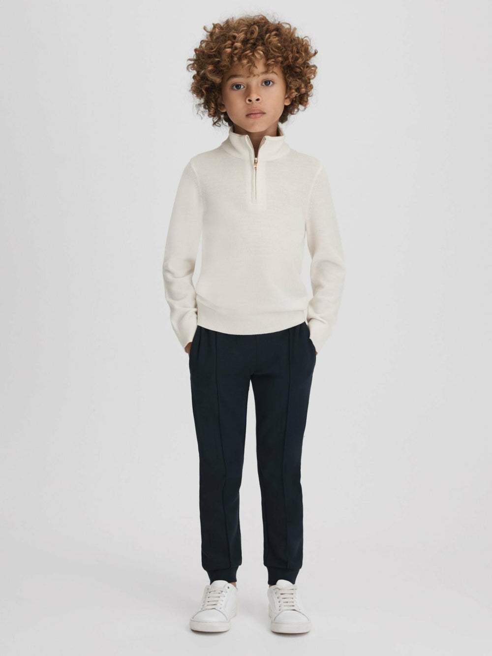 3-9 yrs Wool Half-Zip Funnel Neck Jumper Snow | Children & Baby