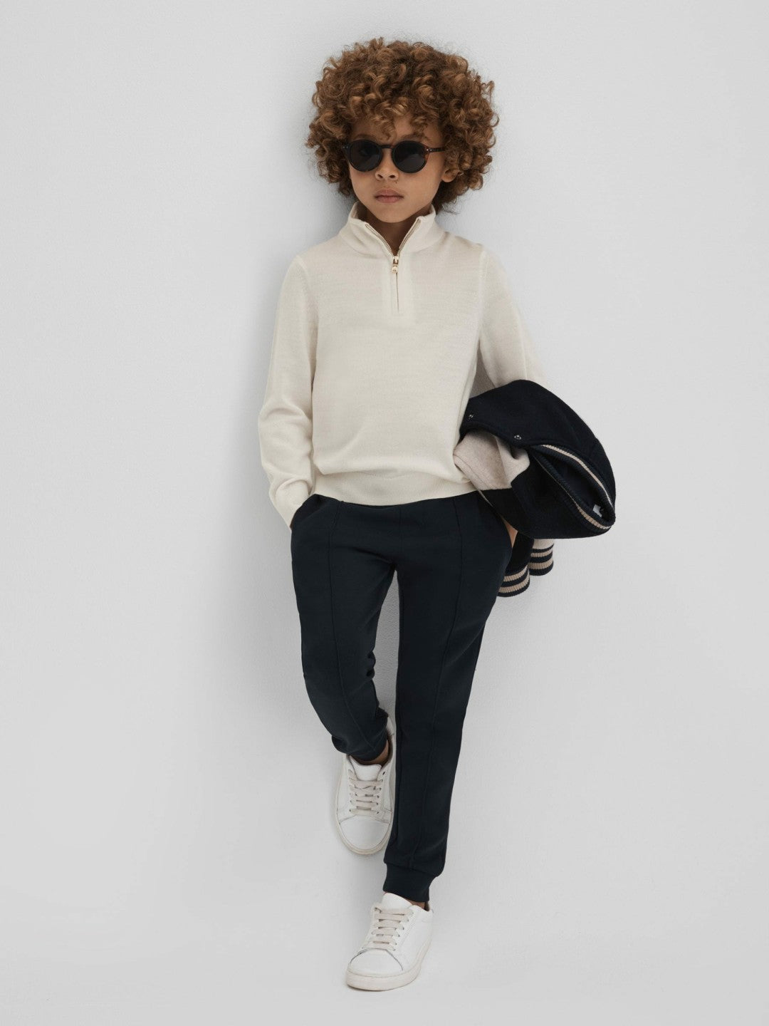 3-9 yrs Wool Half-Zip Funnel Neck Jumper Snow | Children & Baby