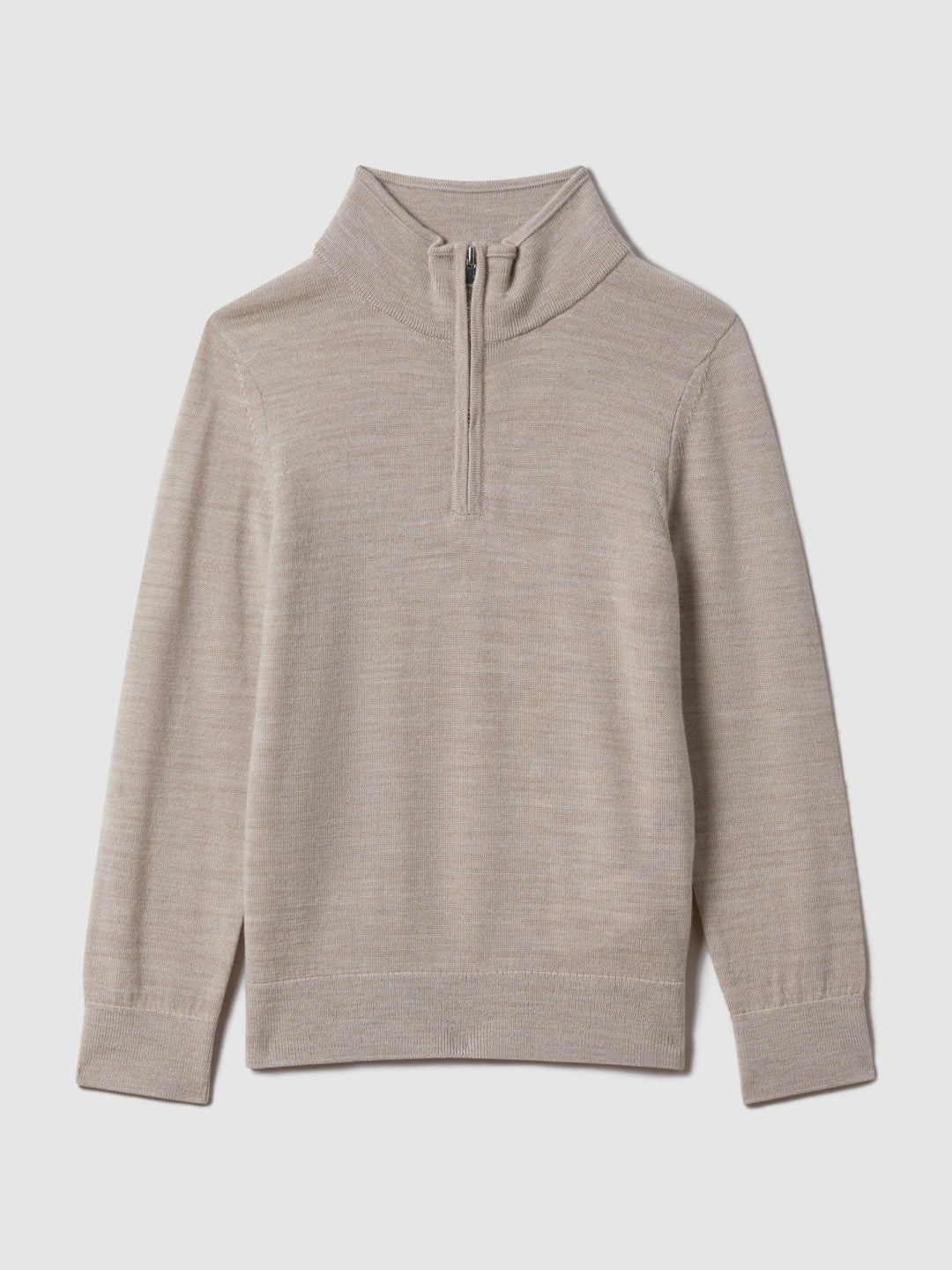 3-9 yrs Wool Half-Zip Funnel Neck Jumper Wheat Melange | Children & Baby