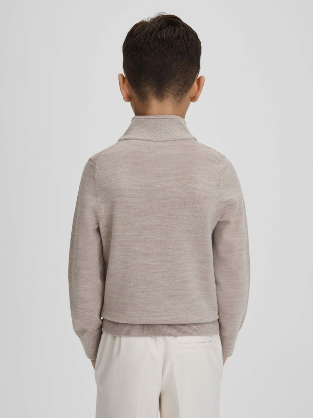 3-9 yrs Wool Half-Zip Funnel Neck Jumper Wheat Melange | Children & Baby