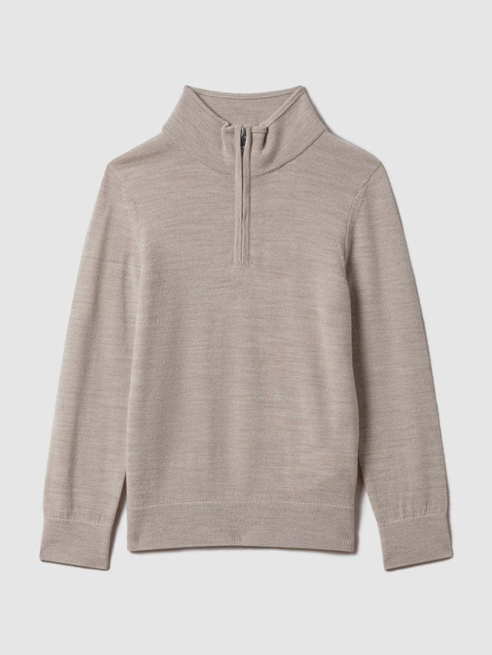 9-13 yrs Wool Half-Zip Funnel Neck Jumper Wheat Melange | Children & Baby