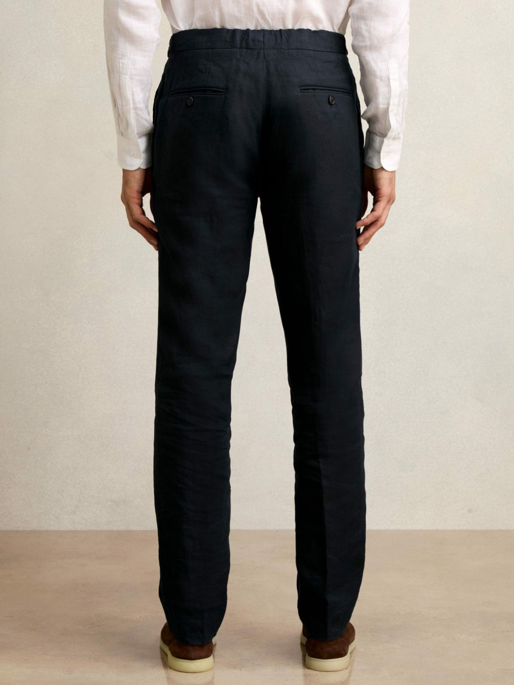 Slim Fit Linen Adjuster Trousers Navy | Men