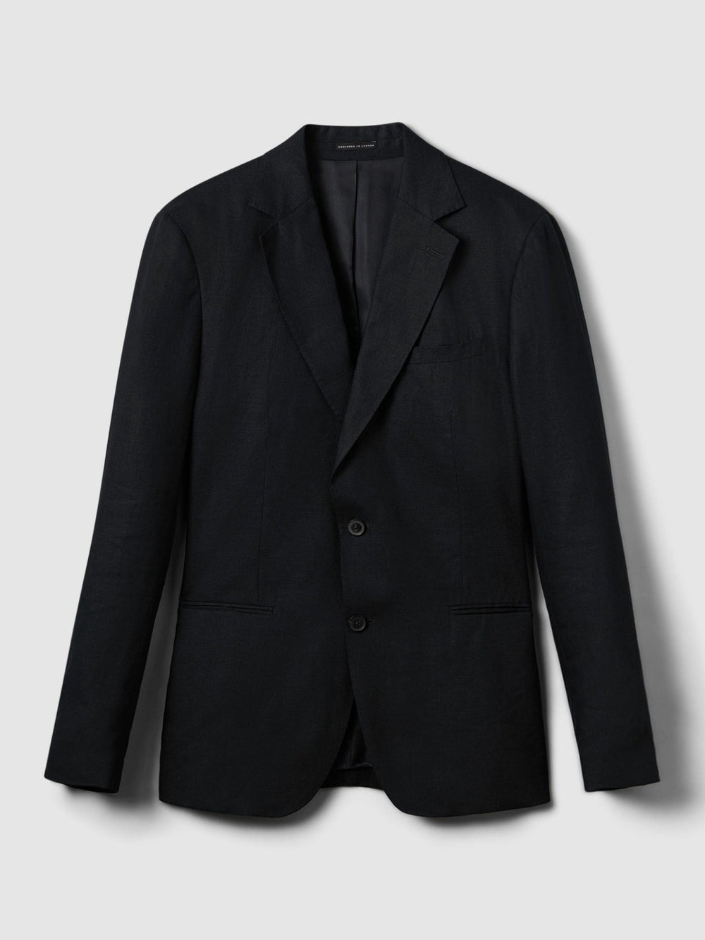 Slim-Fit Single Breasted Linen Blazer Navy | Men