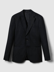 Slim-Fit Single Breasted Linen Blazer Navy | Men