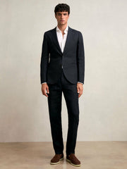 Slim-Fit Single Breasted Linen Blazer Navy | Men