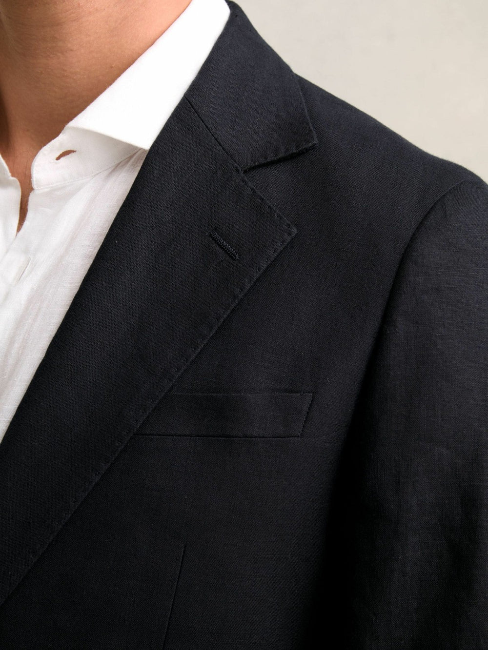 Slim-Fit Single Breasted Linen Blazer Navy | Men