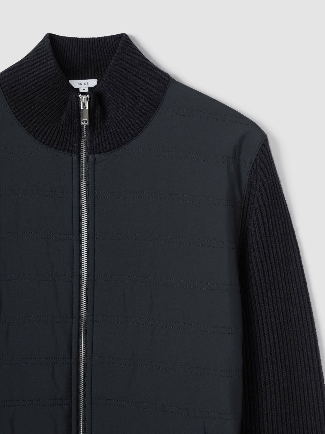 Hybrid Quilt and Knit Zip-Through Jacket Navy | Men