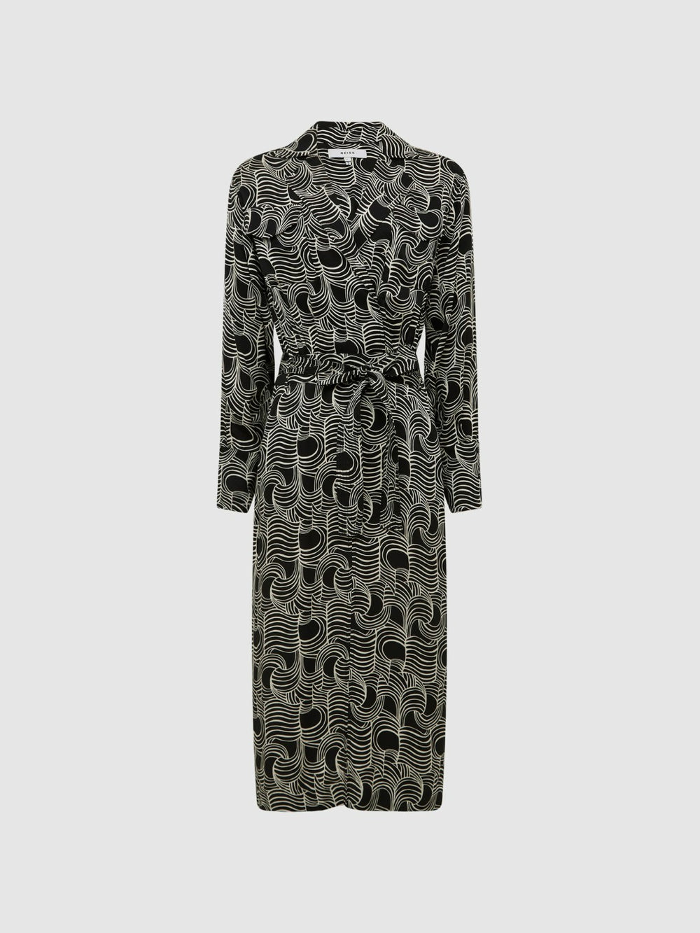 Swirl Print Midi Dress Black/Cream | Women