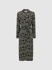 Swirl Print Midi Dress Black/Cream | Women