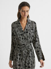 Swirl Print Midi Dress Black/Cream | Women