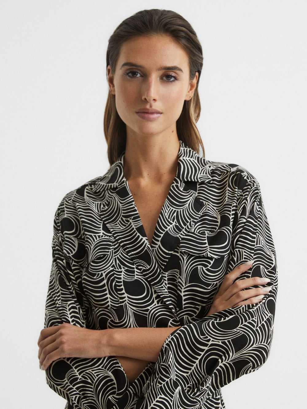 Swirl Print Midi Dress Black/Cream | Women