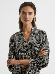 Swirl Print Midi Dress Black/Cream | Women