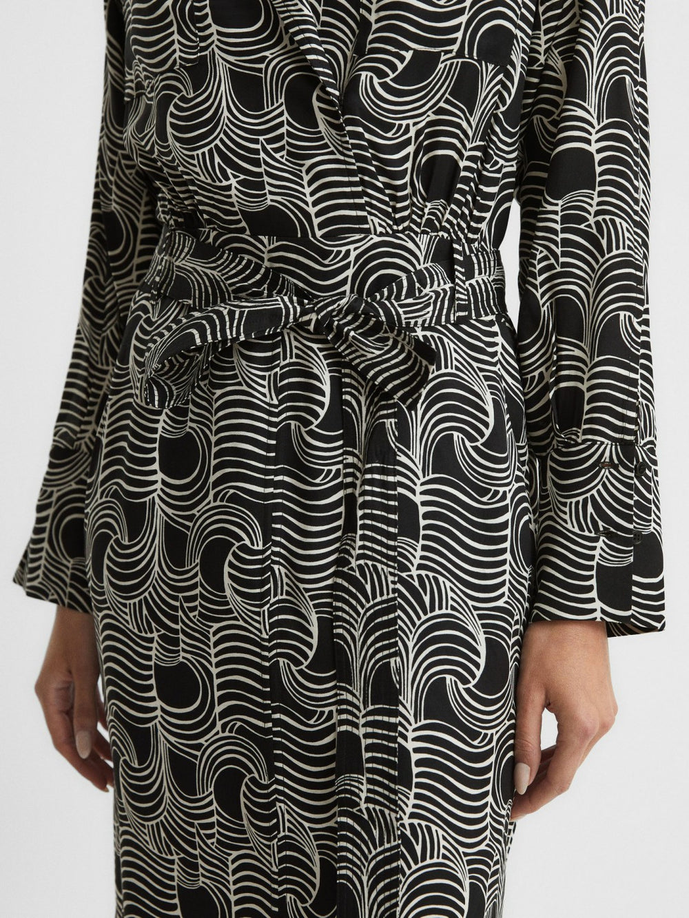 Swirl Print Midi Dress Black/Cream | Women