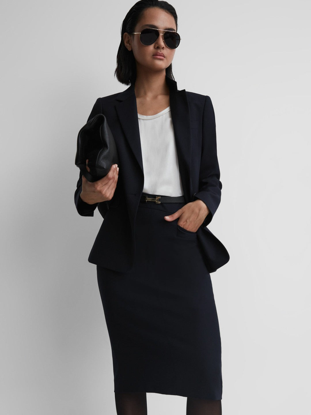 Tailored Pencil Skirt Navy | Women