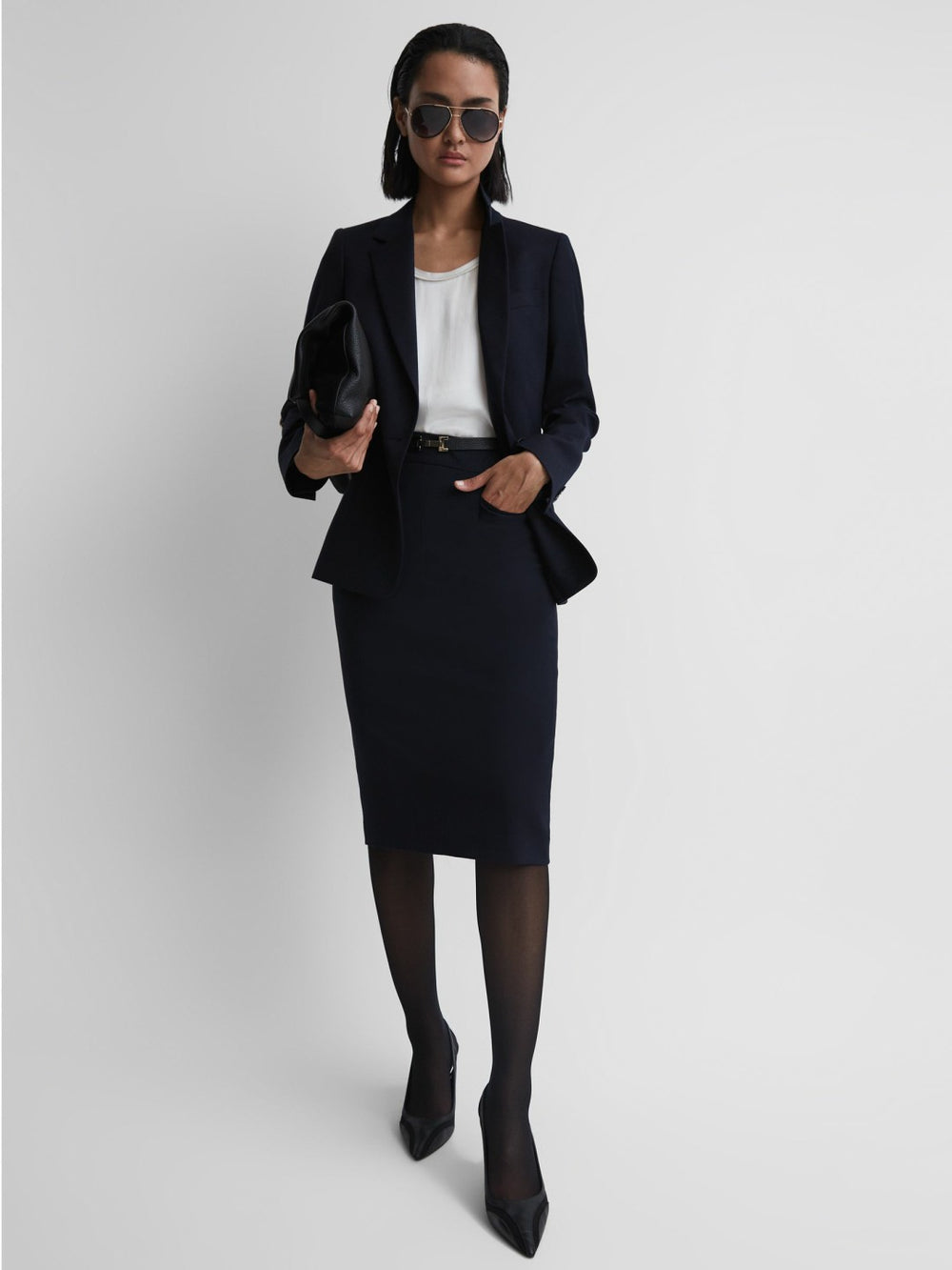 Tailored Pencil Skirt Navy | Women