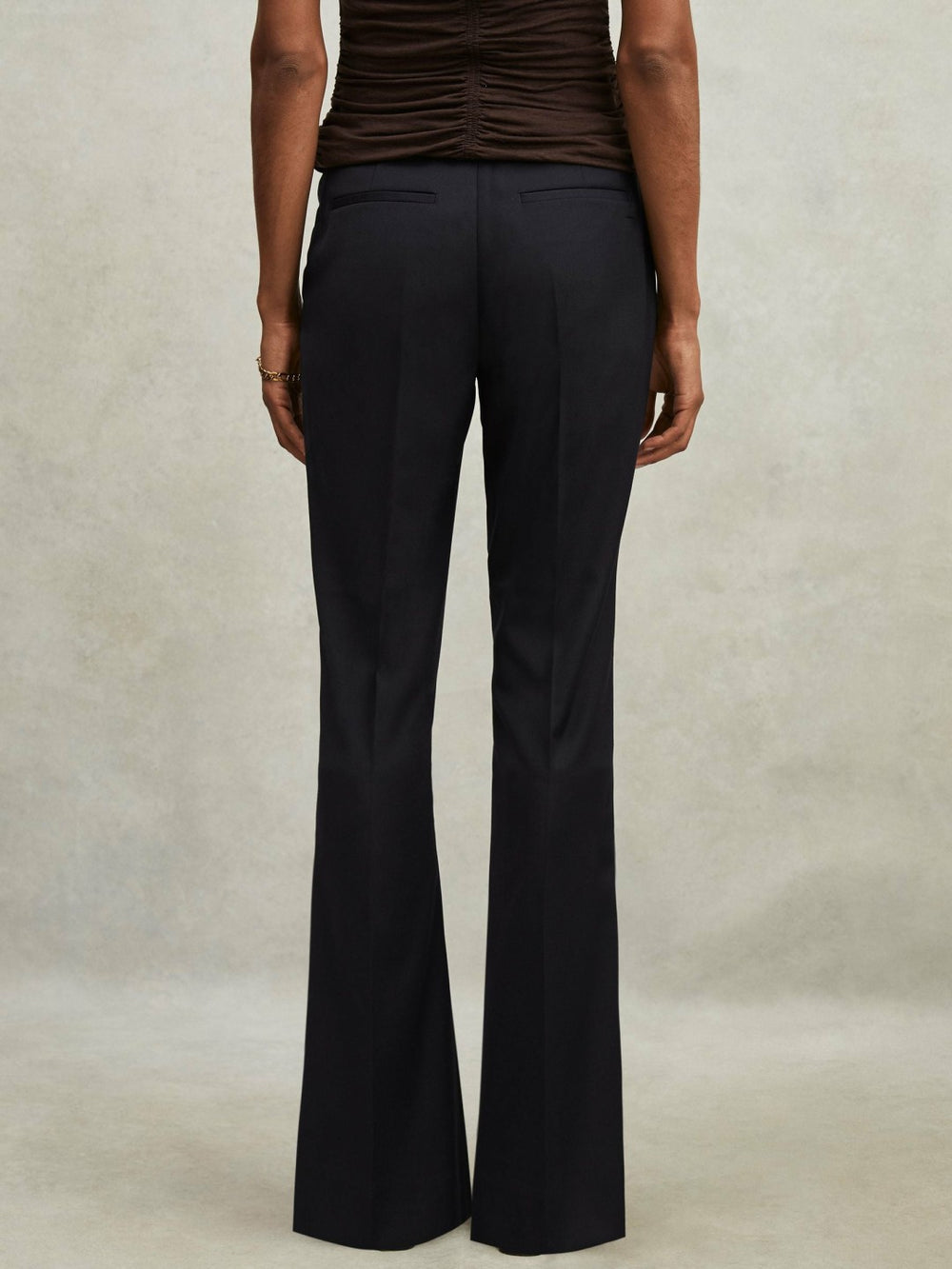 Petite Wool-Blend Tailored Flared Suit Trousers Navy | Women