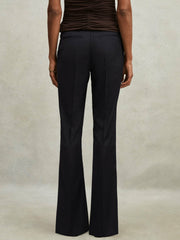 Petite Wool-Blend Tailored Flared Suit Trousers Navy | Women