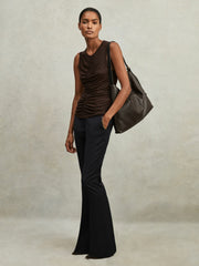 Wool-Blend Tailored Flared Suit Trousers Navy | Women