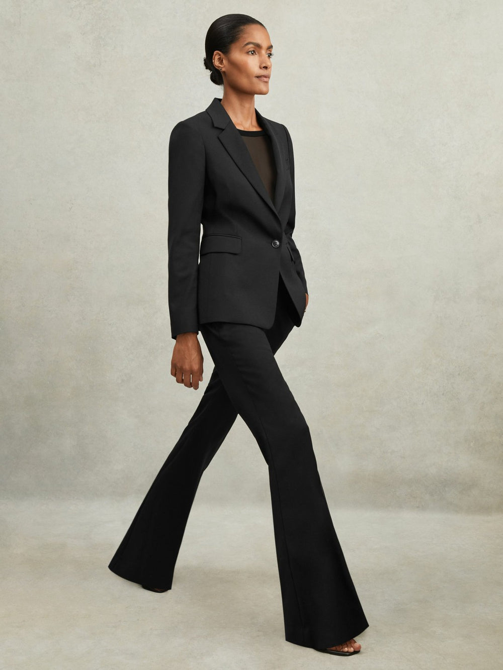 Wool-Blend Tailored Flared Suit Trousers Black | Women