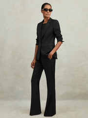 Wool-Blend Tailored Flared Suit Trousers Black | Women