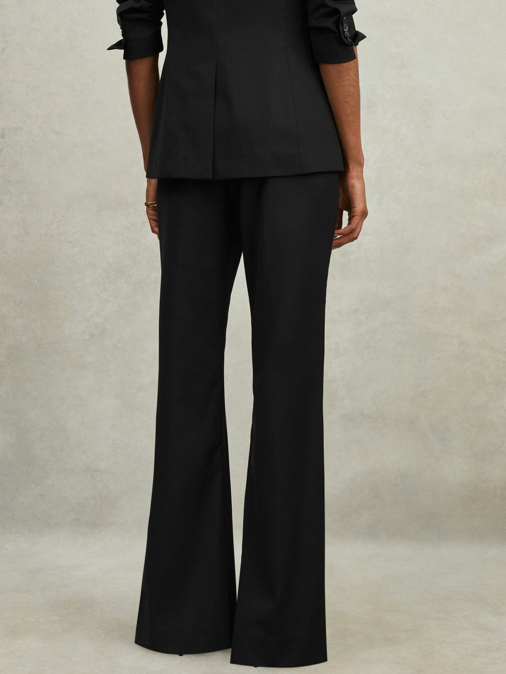 Wool-Blend Tailored Flared Suit Trousers Black | Women