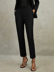 Petite Wool Blend Tapered Suit Trousers Black | Women