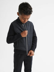 Junior Hybrid Zip Through Quilted Jacket Navy | Children & Baby
