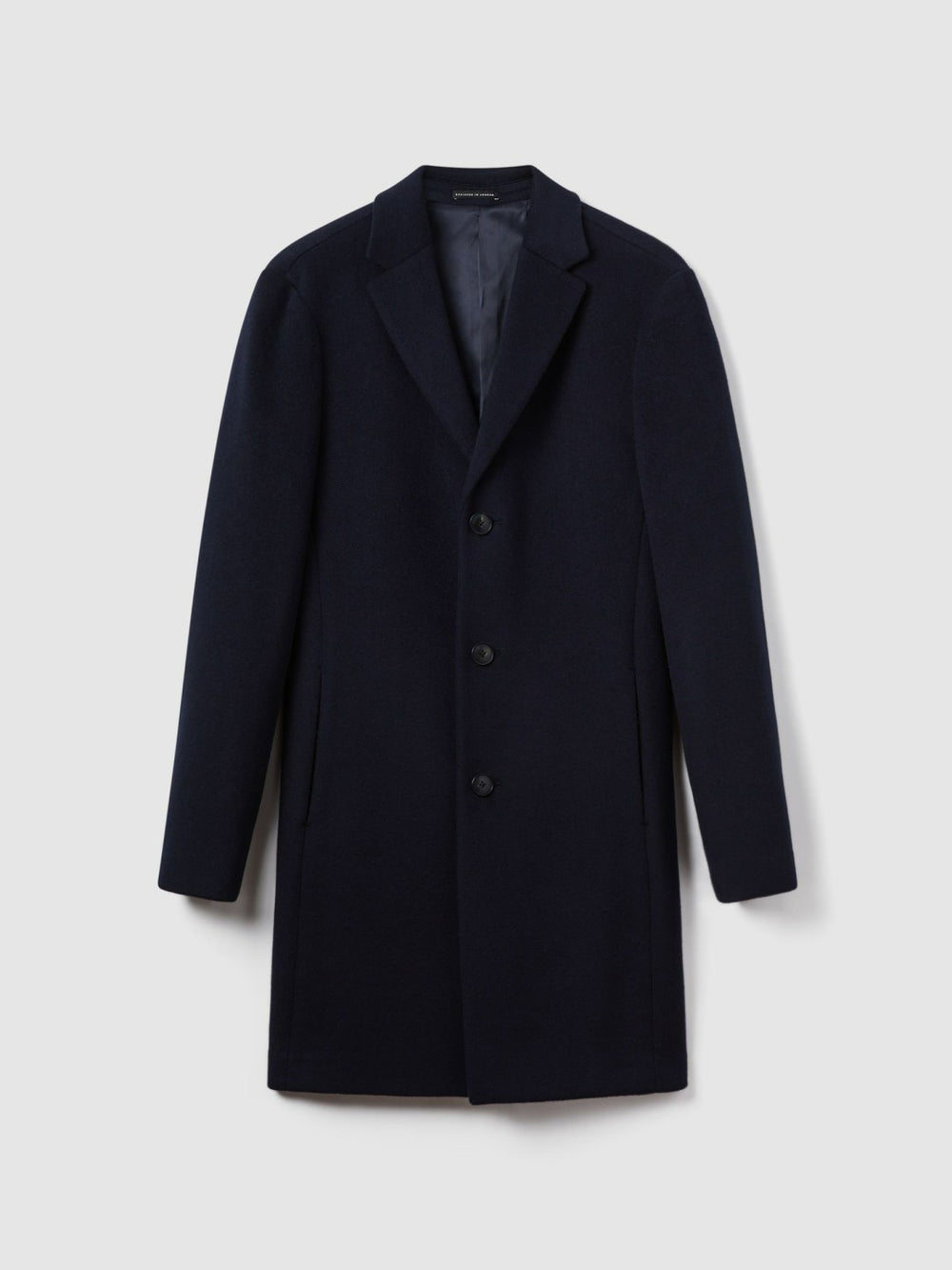 Wool Blend Single Breasted Epsom Overcoat Navy | Men