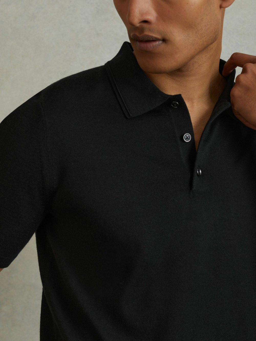 Merino Wool Polo Shirt Black | Men