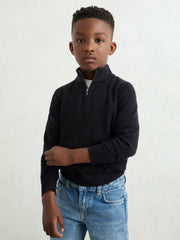 3-9 yrs Merino Wool Half-Zip Funnel Neck Jumper Navy | Children & Baby