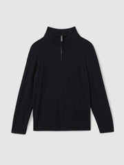 3-9 yrs Merino Wool Half-Zip Funnel Neck Jumper Navy | Children & Baby