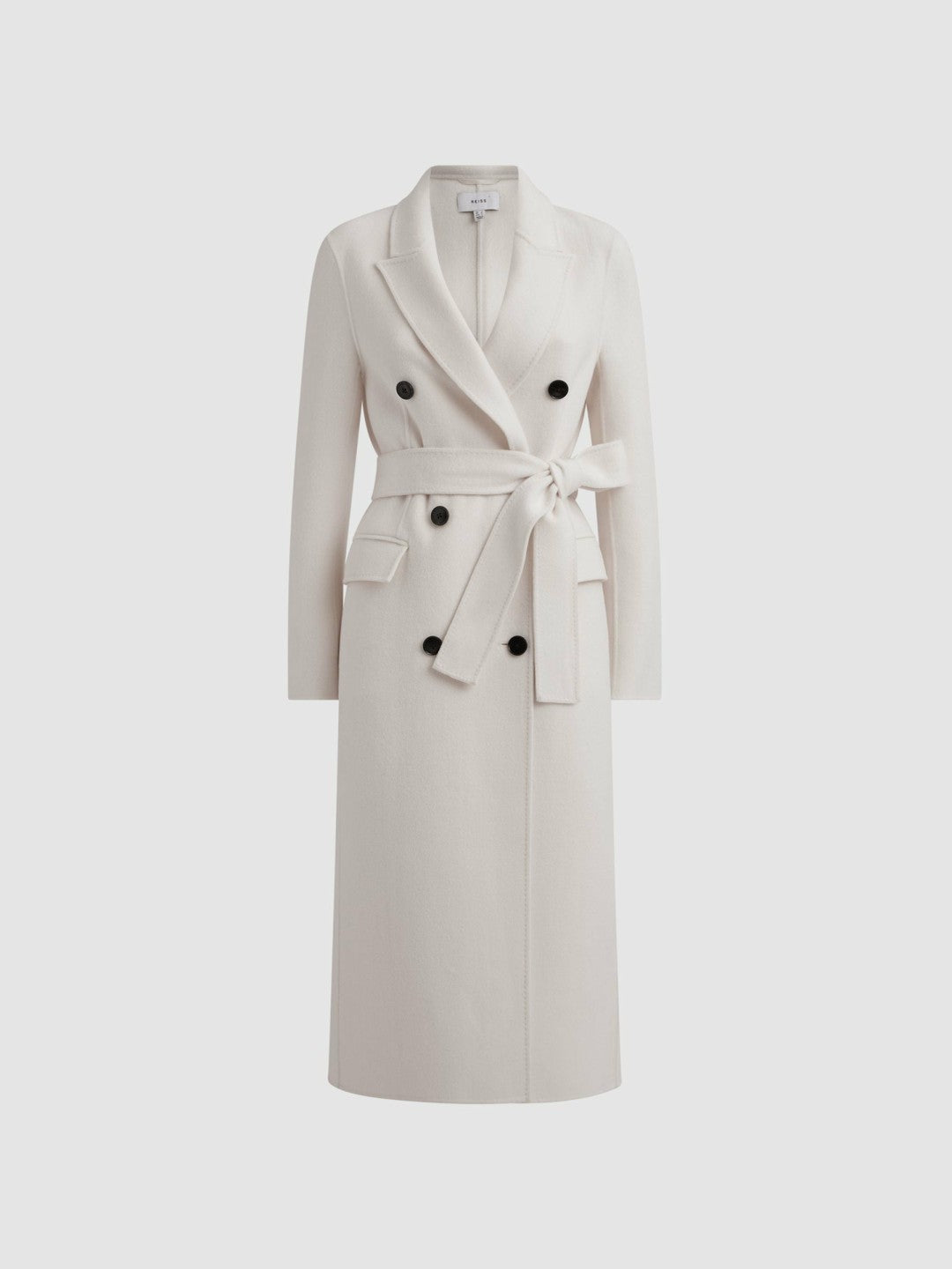 Petite Relaxed Wool Blend Blindseam Belted Coat Cream | Women