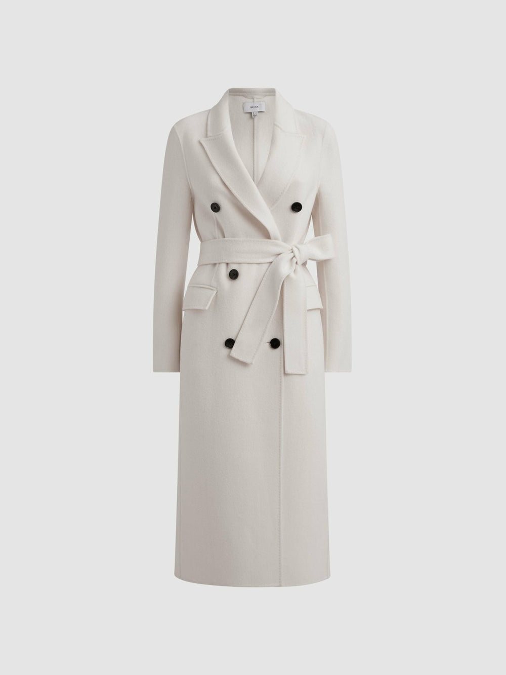 Petite Relaxed Wool Blend Blindseam Belted Coat Cream | Women